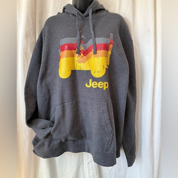 Port & Co. Ring Spun NWOT JEEP Hoodie Unisex/Men's Sz XL Gray With Multi Color - Picture 1 of 5